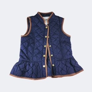 Janie and Jack Quilted Vest in Navy with Brown Accents